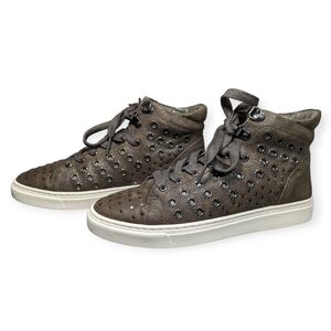 Vince Camuto Sneakers Gargoyle Gunmetal Stud Detailed Bestinda Suede Lace Up NIB